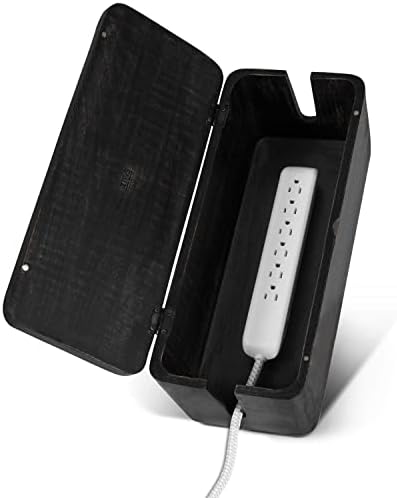 Large Cable Management Box, Wood Wire Organizer & Power Strip Cord Hider by LuxeDesigns