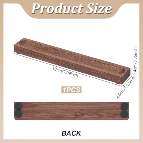 PLIGREAT Single Wood Pen Tray, Wooden Desk Pen Organizer Holder Minimalist Wave Pencil Rest for Office Stationery Desk Decor Retro Home Bedroom Decoration, 7.1x1x0.6inch - Image 2