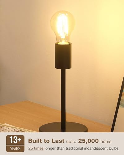 A19 Soft White Edison Bulbs, Dimmable E26 LED 60 Watt Equivalent 6 Pack - Image 2
