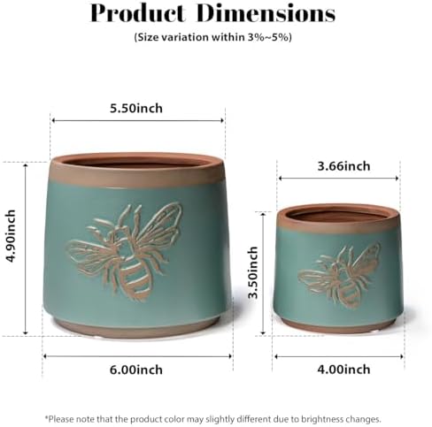 Terracotta Pots, 6+4 Inch Plant Pots, 2 Pcs with Drainage Holes - Image 2
