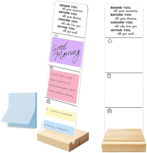 Monitor Memo Board with Removable Wooden Base Acrylic Portable Sticky Note Holder, Within You All You Need Sign Office Desk Desk Set Sticky Notes 100 Sheets by HTBIG