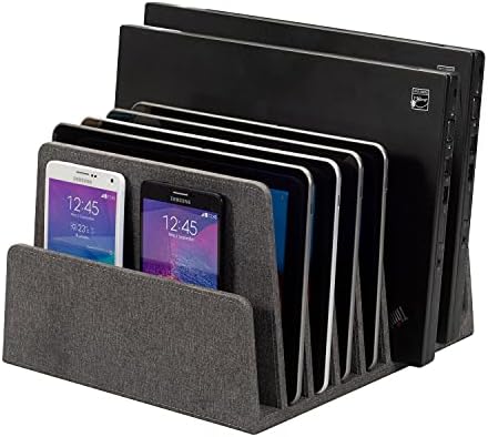 MobileVision Executive Dark Gray Device Organizer for Smartphones, Tablets and Laptops, 7 Slots with Extra Wide Slots for Laptops by MobileVision