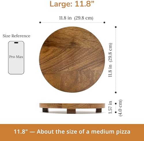 Round 11.8" Acacia Wood Decorative Tray - Image 3