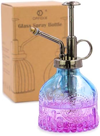 OFFIDIX Glass Plant Mister Spray Bottle, Mini Vintage Spritzer, Indoor/Outdoor Watering Can with Bronze Plastic Top Pump by Offidix