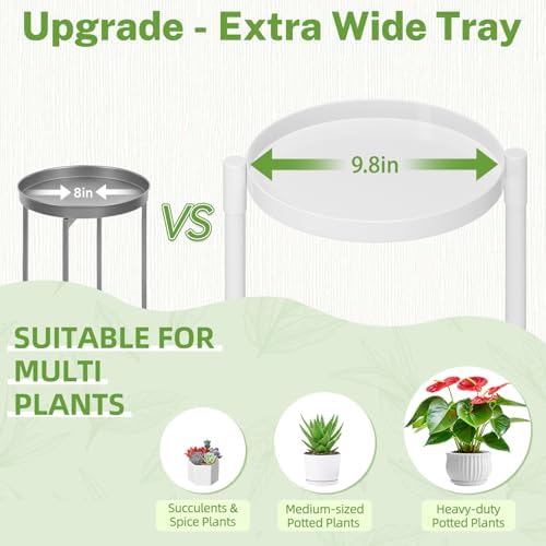 iDavosic.ly 3 Tier Large Plant Stand Indoor Outdoor, 10 In Wide Tray, White - Image 2