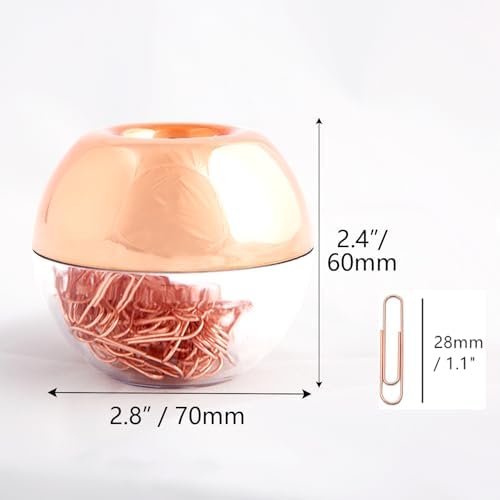 NatSumeBasics Rose Gold Paper Clip Holder Dispenser & 100 Paper Clips - Image 6