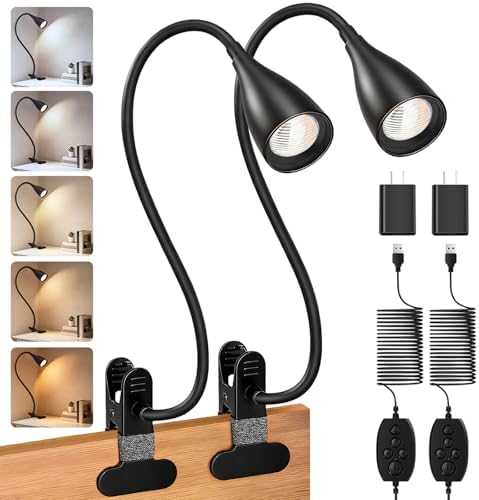2 PCS Reading Light for Book in Bed,Clip on Light Reading Lamp with Adapter by Uchoiceme