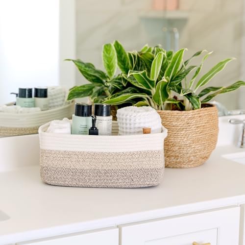 NaturalCozy 13.5”x8.5”x5.5” Storage Baskets for Shelves 3 Pack | Cotton Rope Woven Small Baskets for Organizing | Small Storage Bins for Nursery, Bathroom, Closet, Cube Shelf, Decorative, Gift - Image 5