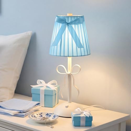 Chunful Blue Bow Lamp USB Desk Fabric Decor for Bedroom - Image 4