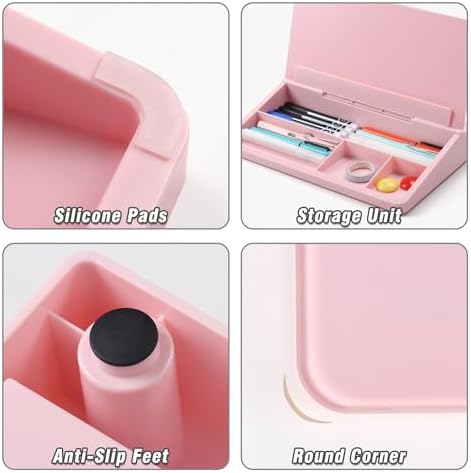 SELEAD Desktop Glass Whiteboard with Storage, 5 Markers and 1 Eraser, Pink - Image 5