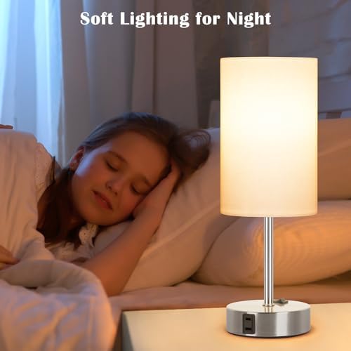 ZJOJO Table Lamps for Bedroom Set of 2, Bedside Small Lamps with AC Outlet - Image 5