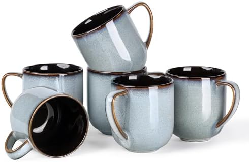 LERATIO Ceramic Coffee Mugs Set of 6,12oz Handmade Coffee Mugs Set by LeRatio