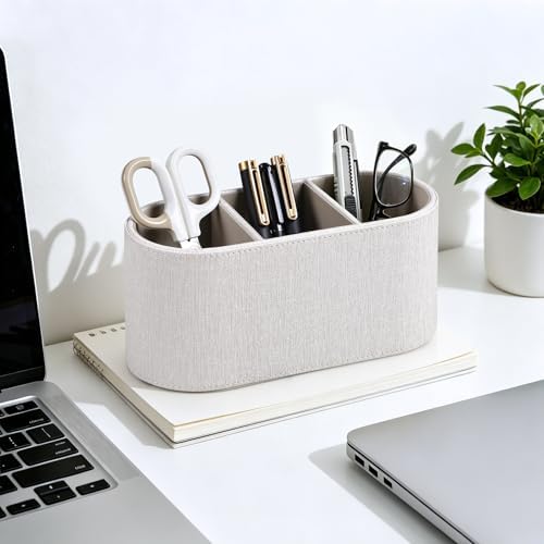Remote Control Holder Pen Pencil Holder Desk Organizer Caddy(Linen) - Image 2