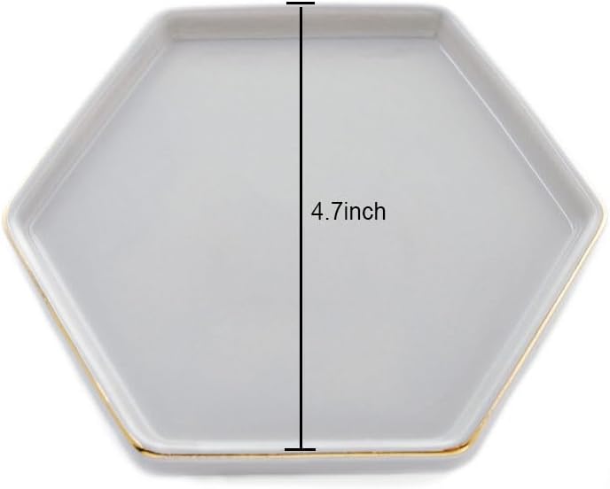 HANKOR 4.7 inch Ceramic Jewelry Dish Tray, Small Ring Holder Dish, Gray Catch All Trinket Tray for Keys Rings Earrings - Image 5