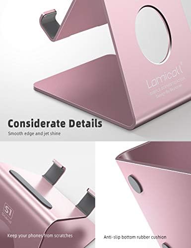 Lamicall Pink Phone Stand, Desk Accessories - Rose Gold Pink Cell Phone Holder, Office Decor, Office Desk Accessories, Suitable for iPhone 16 15 14 13 Pro Max, 4-8'' Phone - Image 6