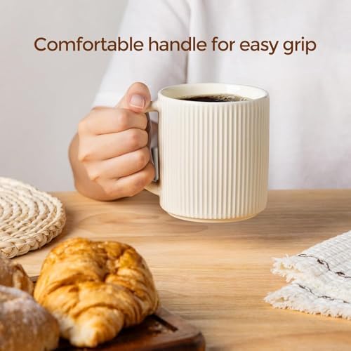 theterra Ceramic Coffee Mugs Set of 4, 14.2 oz Coffee Cups with Handle - Image 5