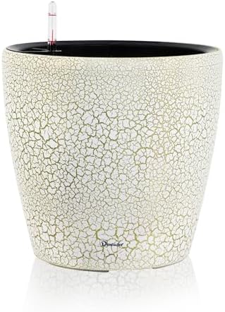 Dexceder 15x14 Self Watering Planter with Wheels (White Gold Crackle) by Dexceder