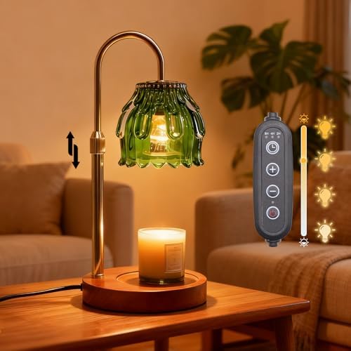 Candle Warmer Lamp with Timer and Dimmer 4-Level Dimmable Flower Light Heat Lamp for Jar Candles Adjustable Height Modern Cute Home Decor for Living Room Bedroom and Best Gift for Friends Lover. Green by Unknown