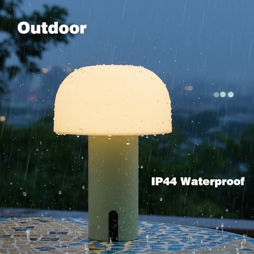 Mushroom Table Lamp, Cordless Rechargeable Touch Light, Waterproof - Image 3