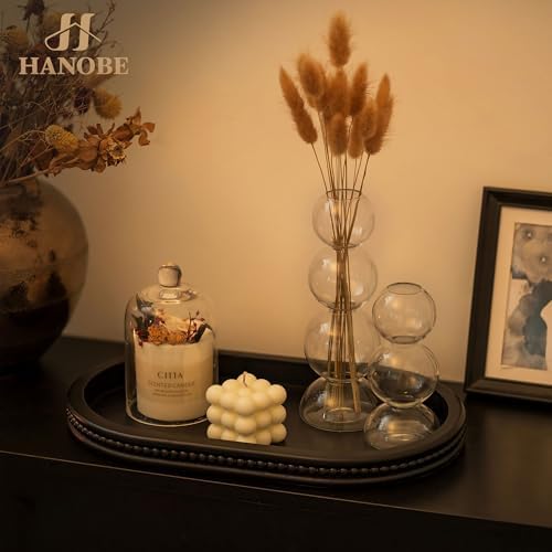 Hanobe Black Decorative Trays for Living Room Coffee Table, Beaded Edge - Image 3