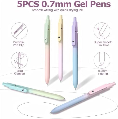 56 PCS Aesthetic School Supplies with Large Pencil Case, 5 Inspirational Ballpoint Pens, 12 Pastel Highlighters, 5 Black Ink Gel Pens, 6 Mechanical Pencils 0.5-0.7mm College Student Essentials(purple) - Image 4