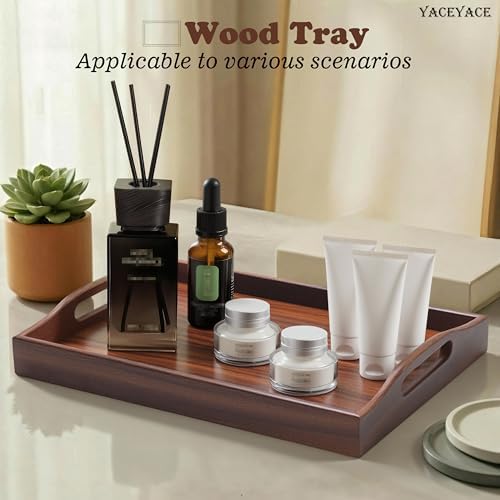 Small Serving Tray with Handles, 12"x8"x2" Wooden Tray - Image 5