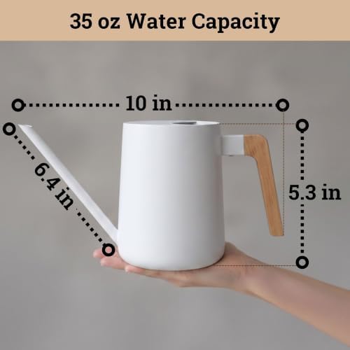 Metal Small Indoor Watering Can with Long Spout & Real Wood Handle, 35oz - Image 6