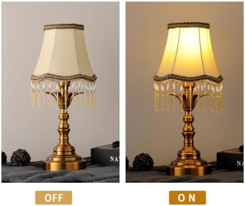 Small Spaces Bedroom Nightstand Dimmable Vintage Mini Table Lamps ，Entry Way Table Home Decor Tabletop LED Desk Light Set of 2-2 PcsTassel - Image 4