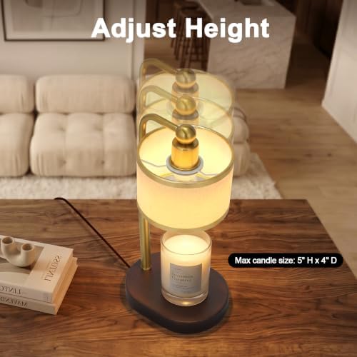 Candle Warmer Lamp with Timer, Modern Golden Candle Warmer for jar Candles, Electric Wax Warmer, Includes 2 Bulbs, Birthday Gift for Women, Mom, Housewarming - Linen - Image 2