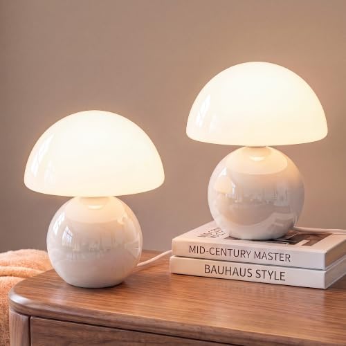 Dawnwake Mushroom Lamp Table Lamps Set of 2 for Bedroom Living Room,White by Dawnwake