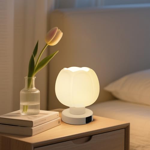 Touch Bedside Lamp wtih USB C+A Charging Ports,Tulip Flower Lamp - Image 6