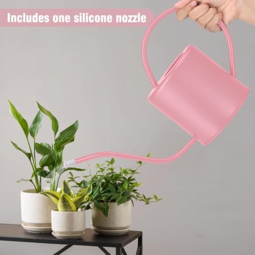 Plant Watering Can, 50 oz / 1500 ml Stainless Steel Metal - Modern Decorative with Long Spout for Indoor Potted Plants, Bonsai, Garden Flowers, Pink - Image 4