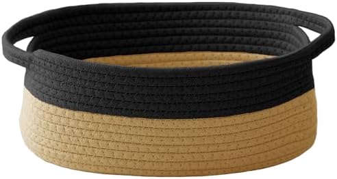 JMvicyroam Small Woven Basket, Empty Gift Basket, Black&Jute/1 Pack by JMvicyroam