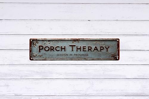 Metal Porch Therapy Sign 4x16 In Vintage Metal Wall Art Plaque for Home Decor Bathroom Kitchen and Gothic Style Wall Decorations - Image 6