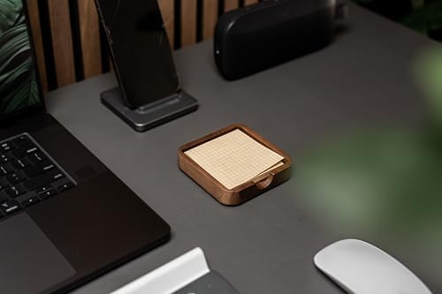 MUUJEE Wooden Office Desk Note Holder Organizer - 3.75 x 3.75 for Work Teacher Dad Wood Tray Post It Sticky Notes Work Minimalist Rustic - Image 6