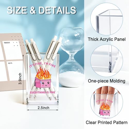 It's Fine I'm Fine Everything Acrylic Makeup Brush Pencil Holder Cup - Image 2
