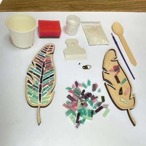 sjljzxd 3PCS Craft Kits for Adults, Mixed Colour Leaf Mosaic Kit, Creative DIY Colourful Home Decoration Mosaic Tiles for Crafts, Glass Mosaic Pieces Kit Mosaic Making Supplies Puzzle (3) - Image 4