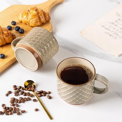 GBhome 15 OZ Stackable Coffee Mugs Set of 4, Ceramic Coffee Cups Set - Image 2