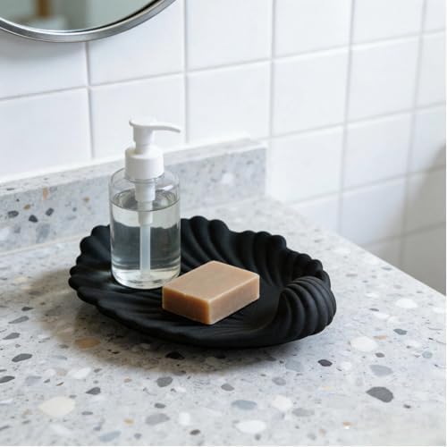 Seashell Ceramic Jewelry Tray, Small Trinket Dish, Matte Black - Image 4