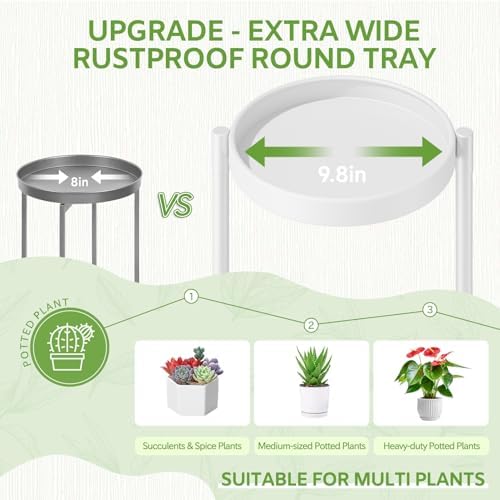 iDavosic.ly 4 Tier Large Plant Stand Indoor Outdoor, 10 In Wide Tray, White - Image 2