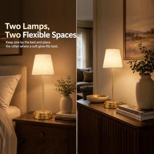 Cordless Table Lamps 2 Pack, Rechargeable Battery Operated Lamps, Gold - Image 6