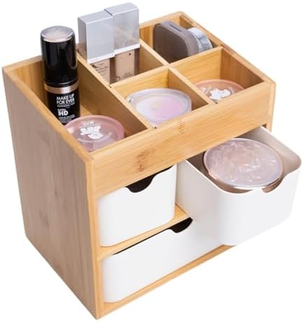 Small Bamboo Makeup Organizer（5.7" D x 8" W x 7.5" H） - Image 5