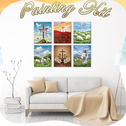 Motipuns 12 Set Jesus Pre Drawn Canvas for Paint for Adults - Image 6