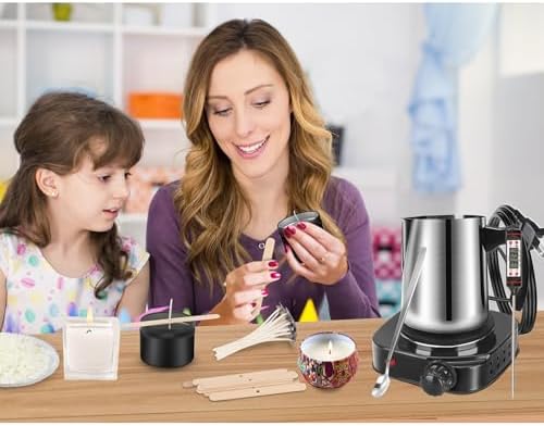 Haccah Candle Making Kit, Wax Melter for Candle Making Supplies, Candle Wax Warmer for Adults,Beginners, Including 500w Electric Stove,900ml Melting Wax Pouring Pot, Thermometer, Spoon, Candle Wick - Image 2