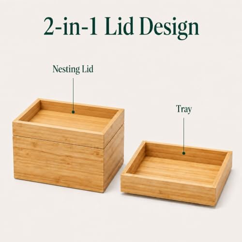 4-Pack Bamboo Drawer Organizer, Stackable Desk Storage Trays - Image 3
