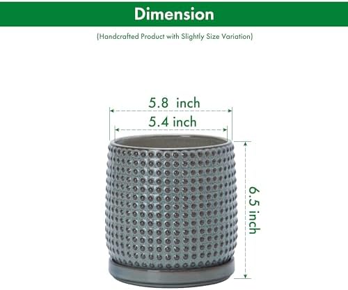 D'vine Dev Beaded Ceramic Pot with Saucer, 6 in, Graphite Blue, 27-C-X-9 - Image 3