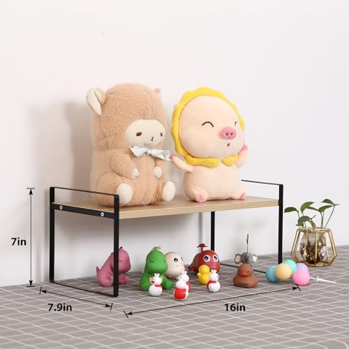 YGYQZ Desk Shelf Organizer, 1-Tier Desktop Bookshelf, Black & Wood - Image 2