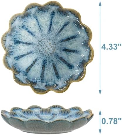 Lotus Ceramic Jewelry Tray, Small Trinket Jewelry Ring Holder Organizing Dish, for Parents Daughter Friends Sister, Birthday Gifts for Women, Retro Blue & Pink - Image 7
