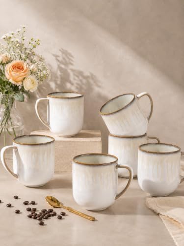 LERATIO 12OZ Ceramic Coffee Mugs Set of 6, Large Porcelain Coffee Cups With Large Handle For Latte,Cappuccino,Milk,Cocoa,|Dishwasher&Microwave Safe Mug Sets,Ideal for Man,Woman,Dad, Mom by LeRatio