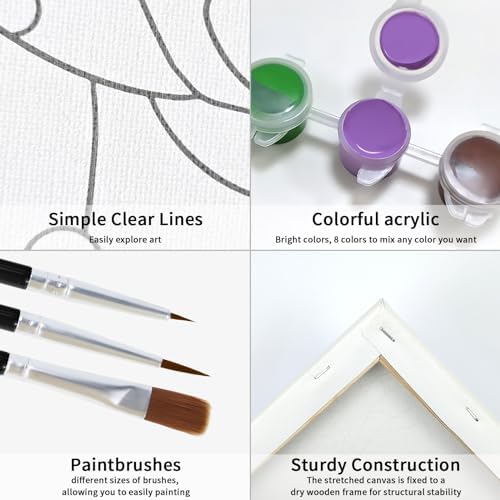 Paint and Sip Kit for Adults, Pre Drawn Canvas to Paint Art Party Supplies Painting Set for Beginner Gift Favor, 1 Easel, 8 Acrylic Colors,3 Brushes,1 Pallet (Lion King, 8x10 in) - Image 5